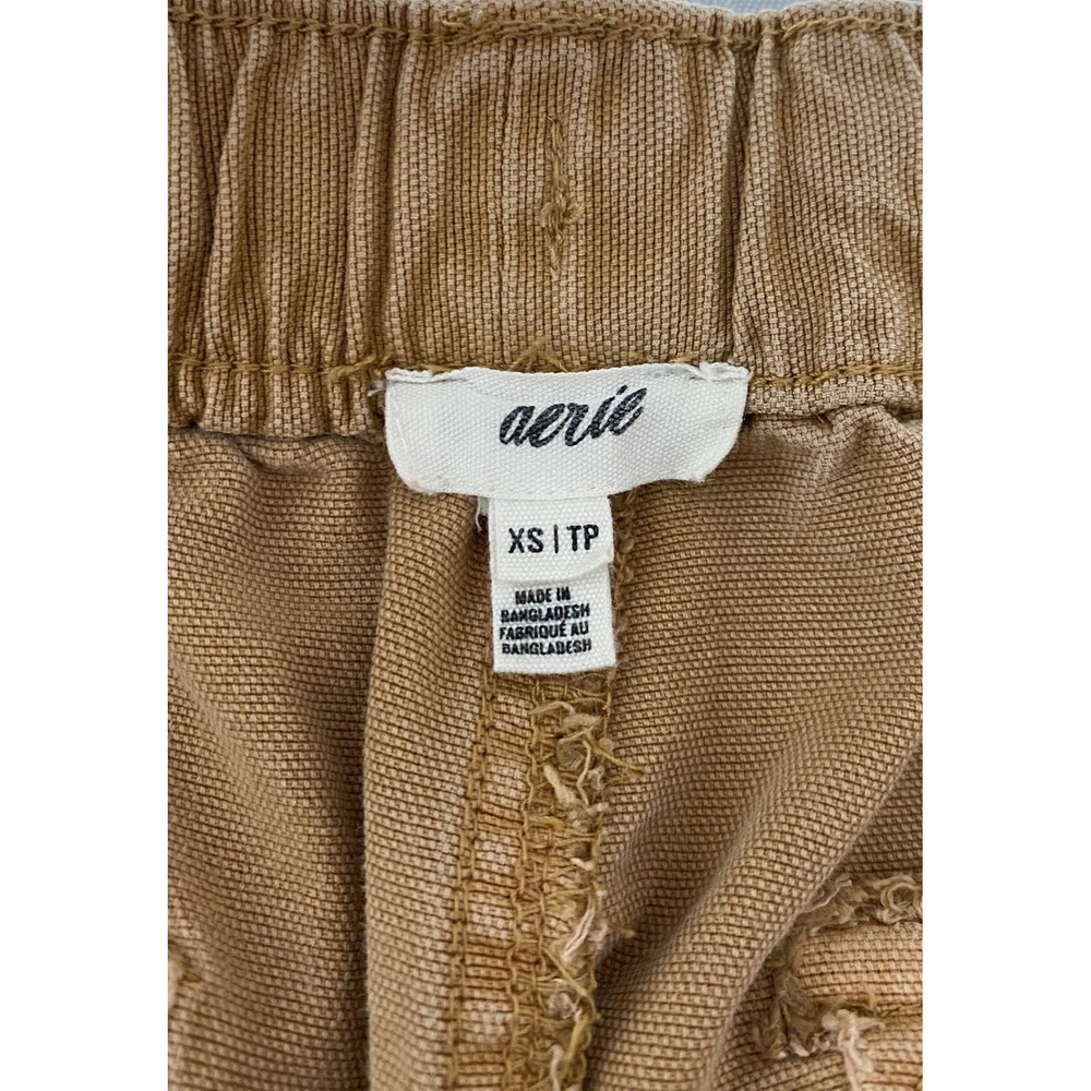 Aerie Cargo Jogger Pants Tan Women's‎ XS TP Cotton Lyocell Drawstring Elastic - Picture 5 of 11
